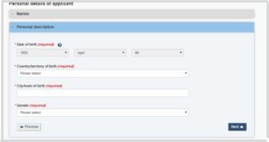 Personal Details of Applicant