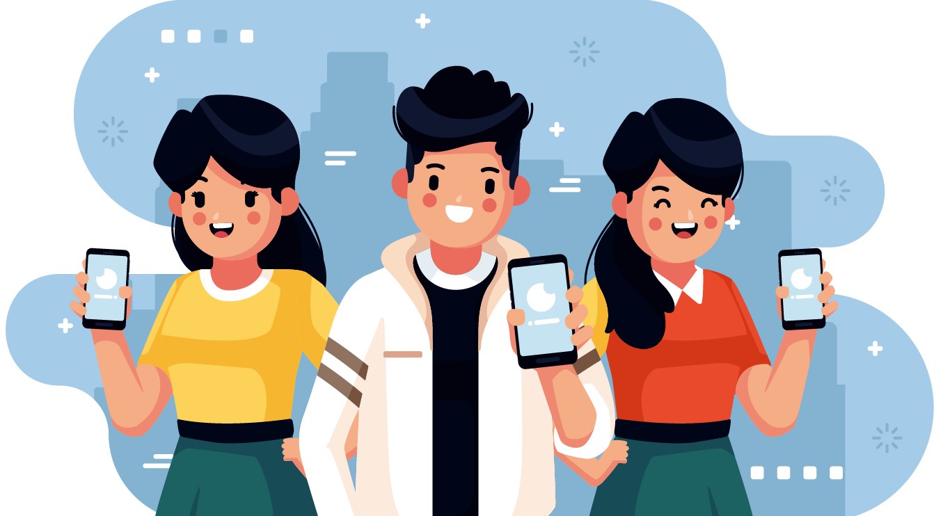 colorful-illustration-young-people-looking-their-phones from Freepik (Hisa's Account)