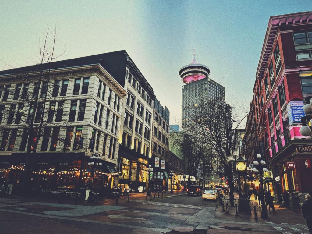Near steam clock in Gastown, Vancouver